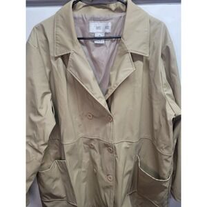Vtg Louise Paris Womens Tan‎ Double Breasted rain Coat jacket 3X